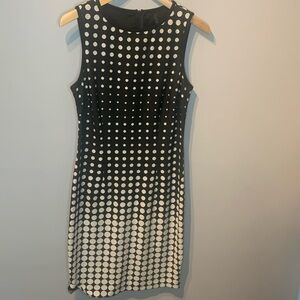 Lori M Cream And Black Polka Dot Dress
